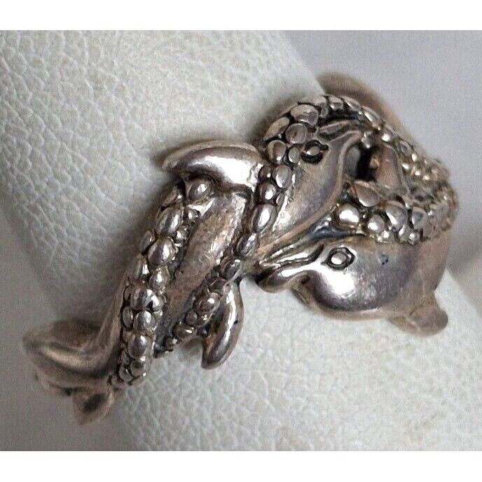 925 STERLING SILVER TWO DOLPHINS RING SIZE 6.75 SKY