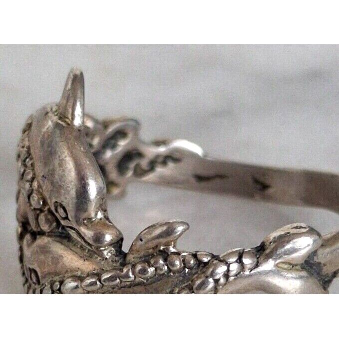 925 STERLING SILVER TWO DOLPHINS RING SIZE 6.75 SKY