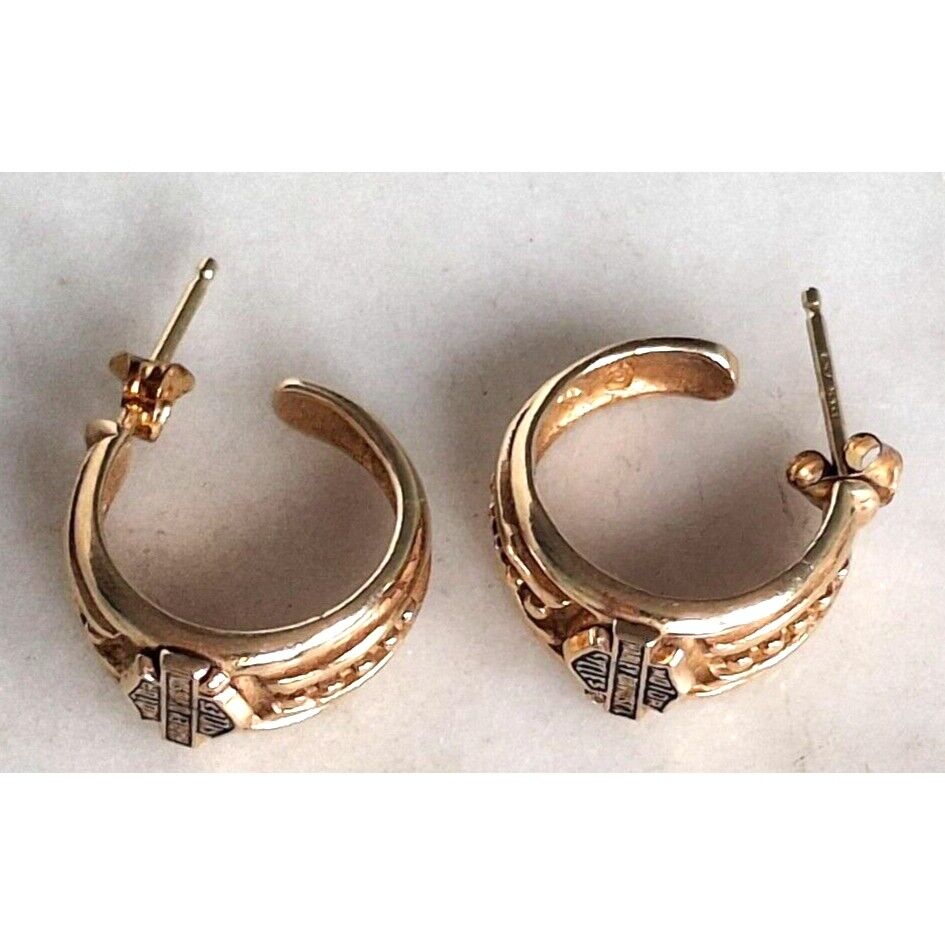 HARLEY - DAVIDSON  10/14K YELLOW GOLD HOOP EARRINGS SKY