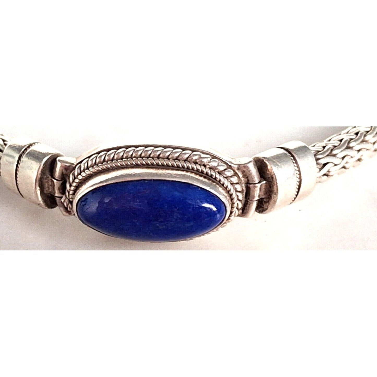 BALI DESIGN  925 STERLING SILVER AND LAPIS LAZULI CABLE BRACELET SKY