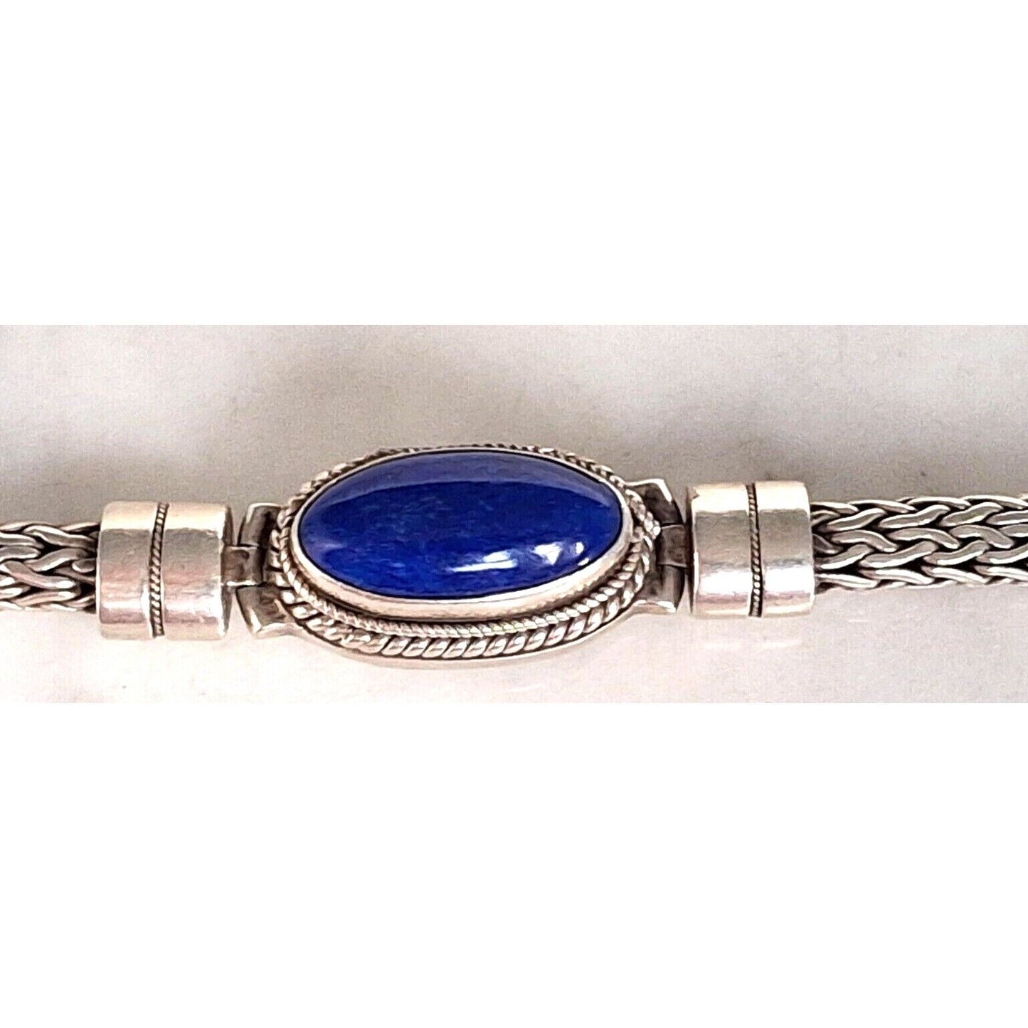 BALI DESIGN  925 STERLING SILVER AND LAPIS LAZULI CABLE BRACELET SKY