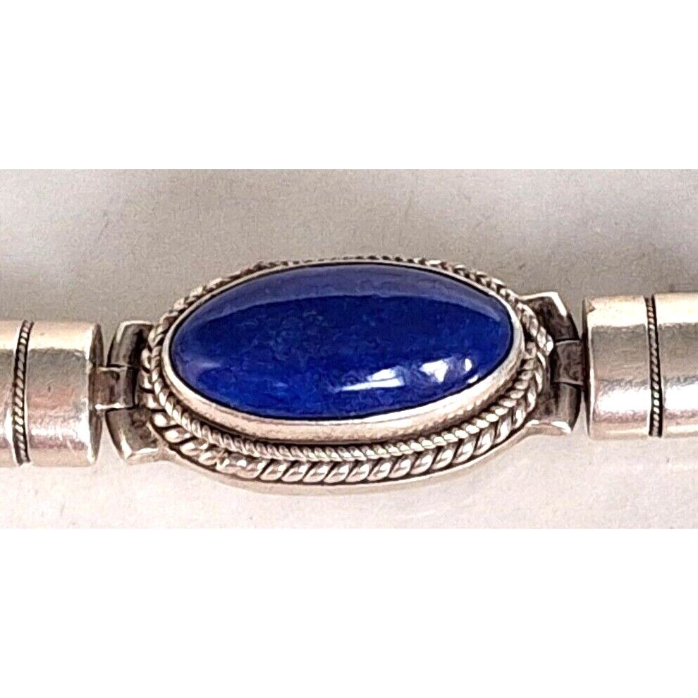 BALI DESIGN  925 STERLING SILVER AND LAPIS LAZULI CABLE BRACELET SKY