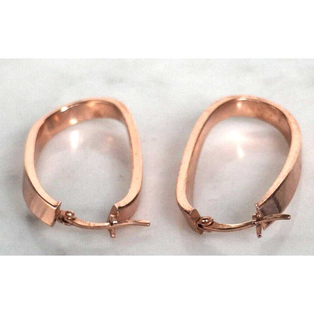 JCM 925 STERLING SILVER VERMEIL  OVAL HOOP  EARRINGS SKY