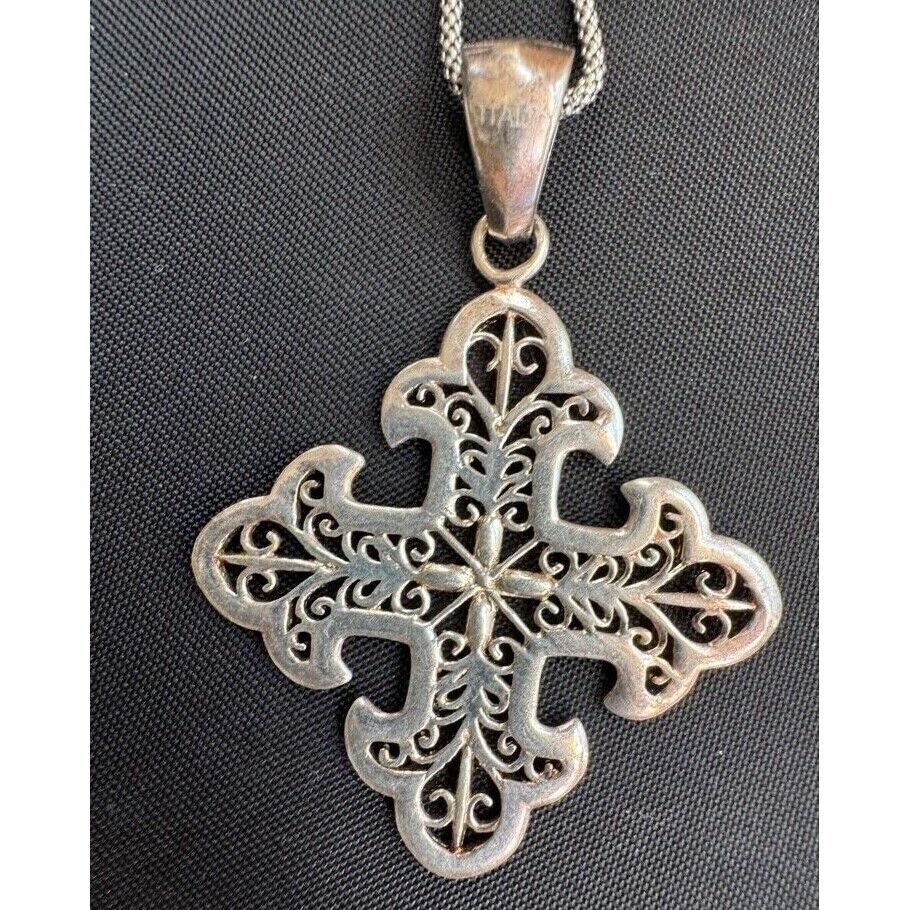 MILOR ITALY 925 STERLING SILVER CROSS PENDANT NECKLACE SKY