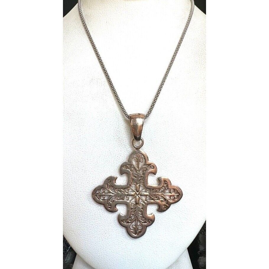 MILOR ITALY 925 STERLING SILVER CROSS PENDANT NECKLACE SKY