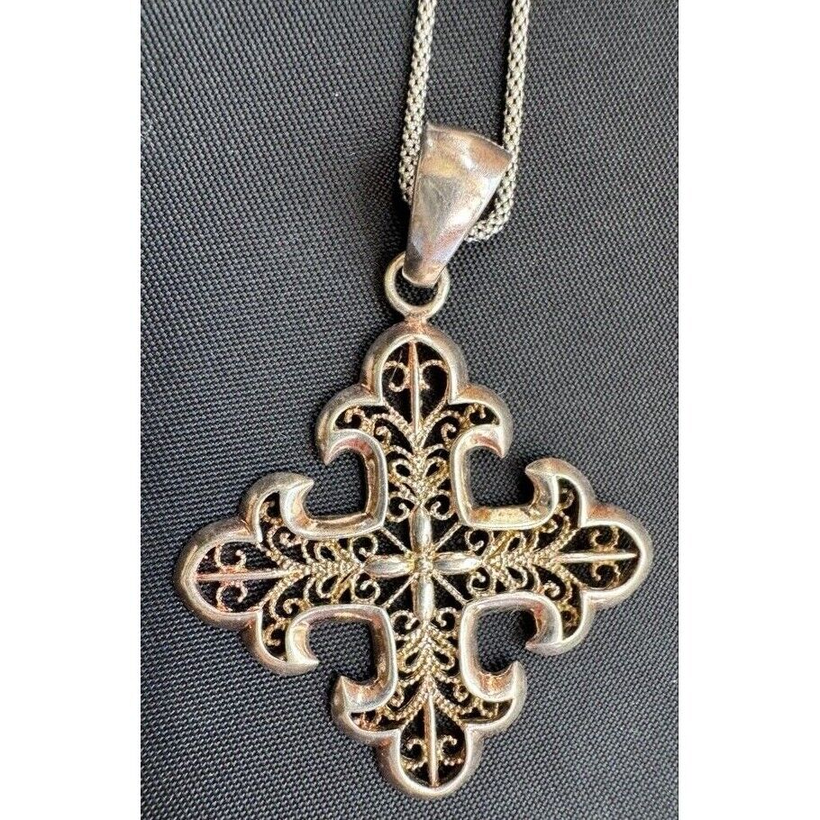 MILOR ITALY 925 STERLING SILVER CROSS PENDANT NECKLACE SKY