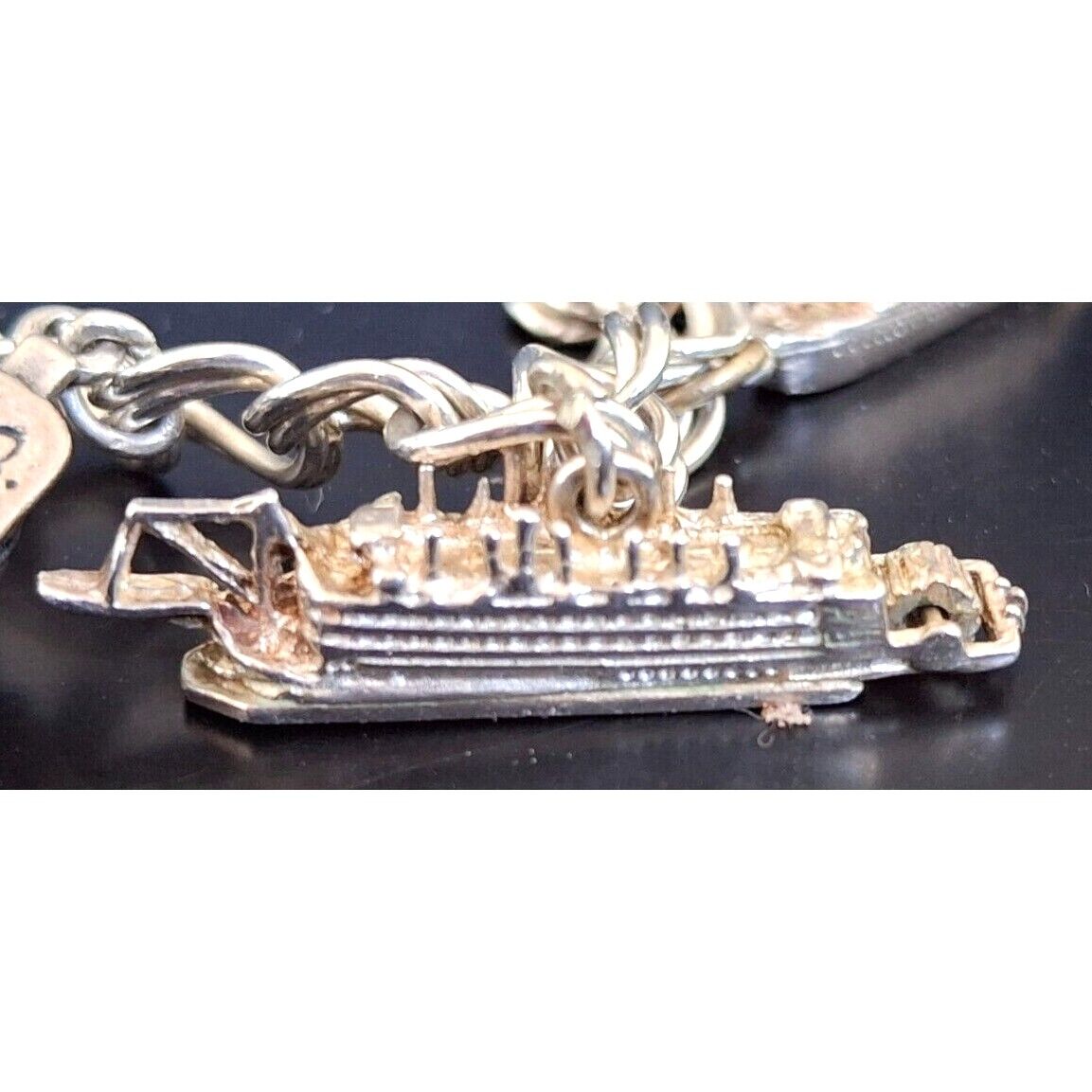 925 STERLING SILVER  RIVER AND SEA VESSELS CHARM BRACELET SKY