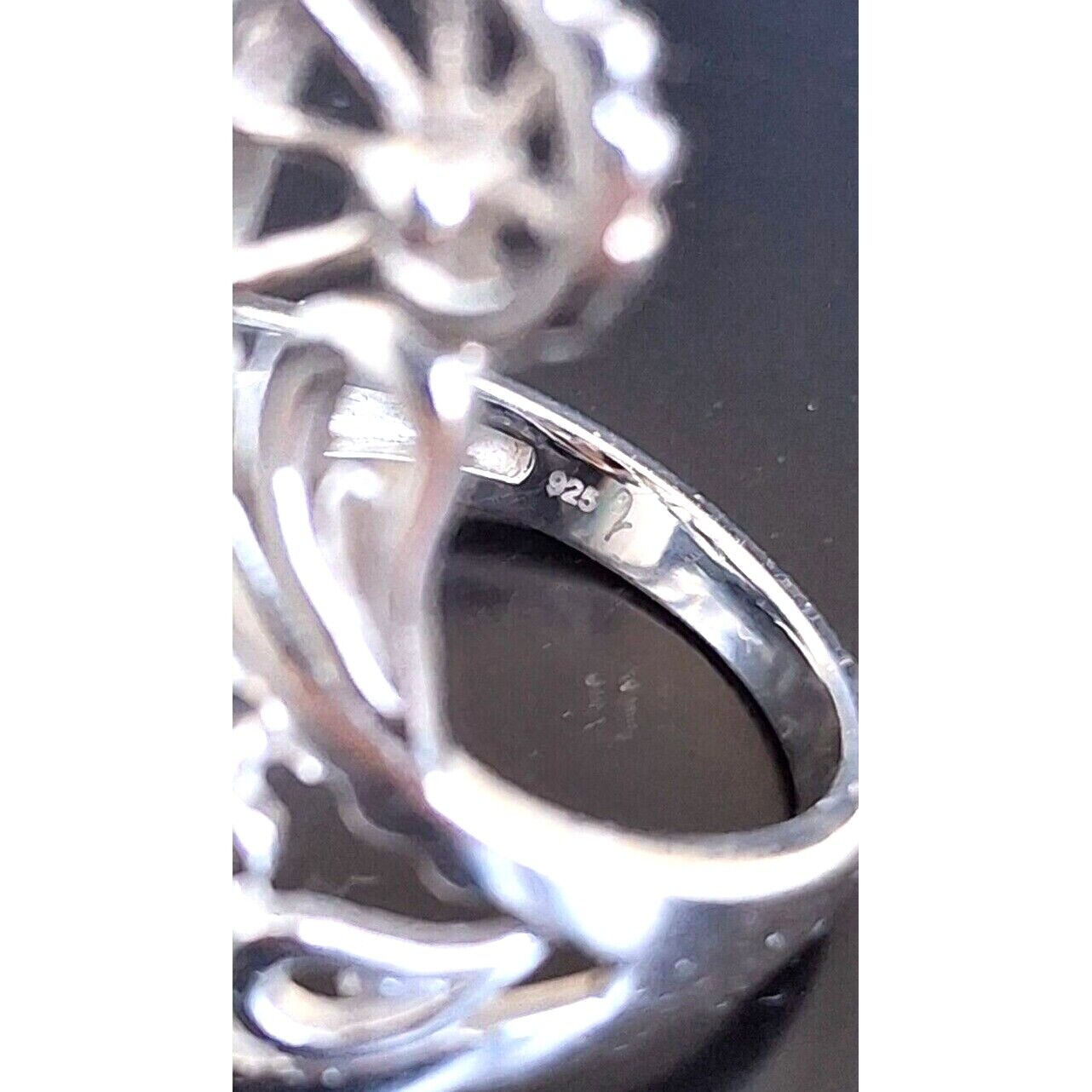 925 STERLING SILVER ABSTRACT LACE FULL FINGER RING SIZE 8 SKY