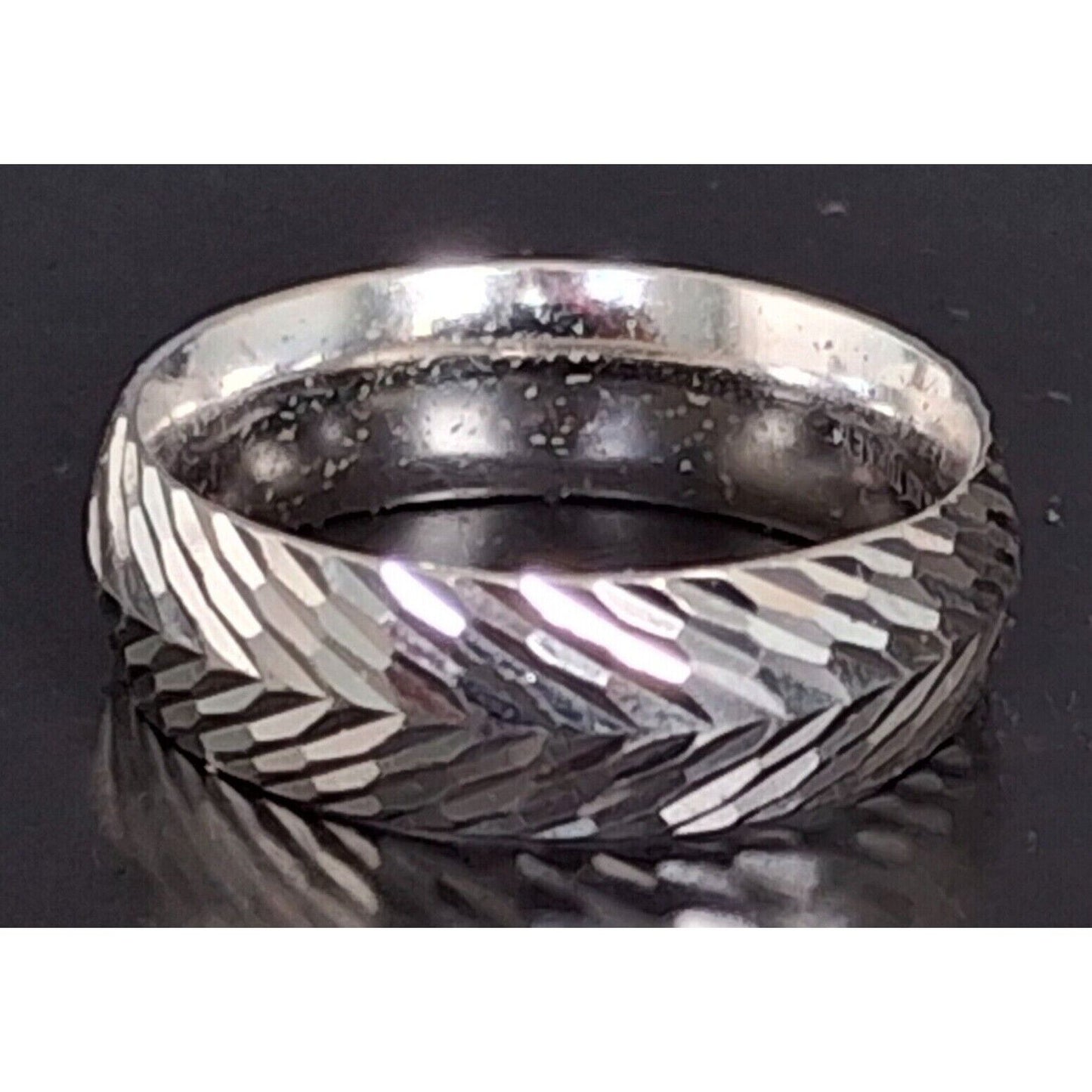 MEN'S BRIGHT  CUT 925 STERLING SILVER BAND RING SIZE 8.75 SKY