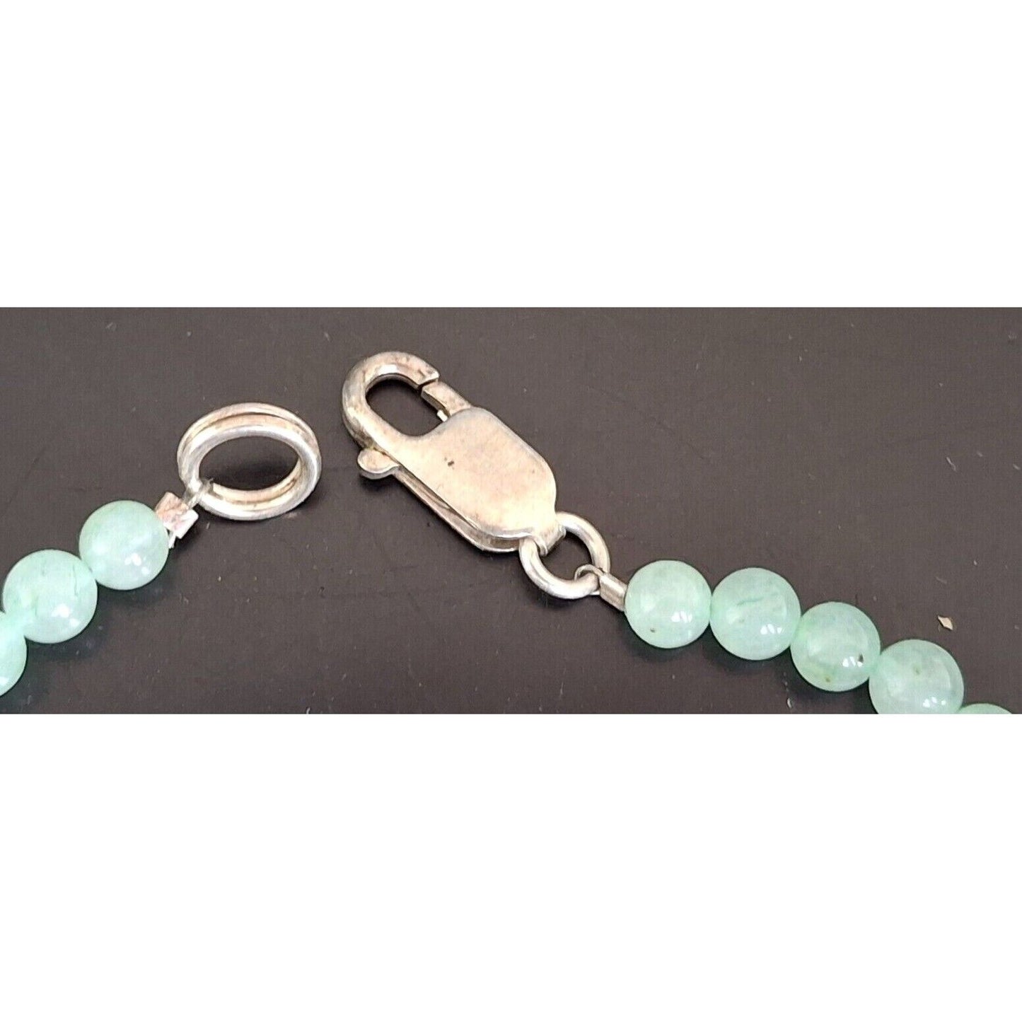 925 STERLING SILVER GREEN JADE BEADED CHARM  BRACELET SKY