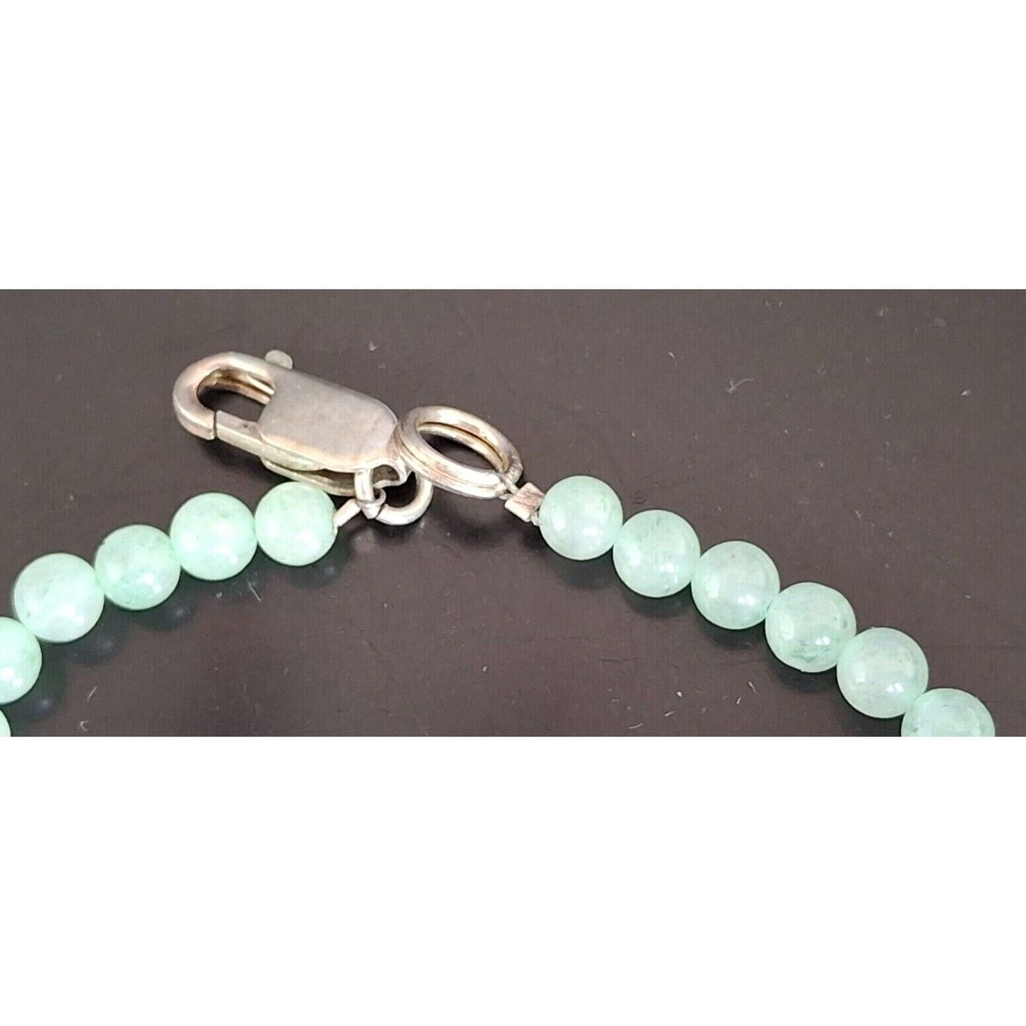 925 STERLING SILVER GREEN JADE BEADED CHARM  BRACELET SKY