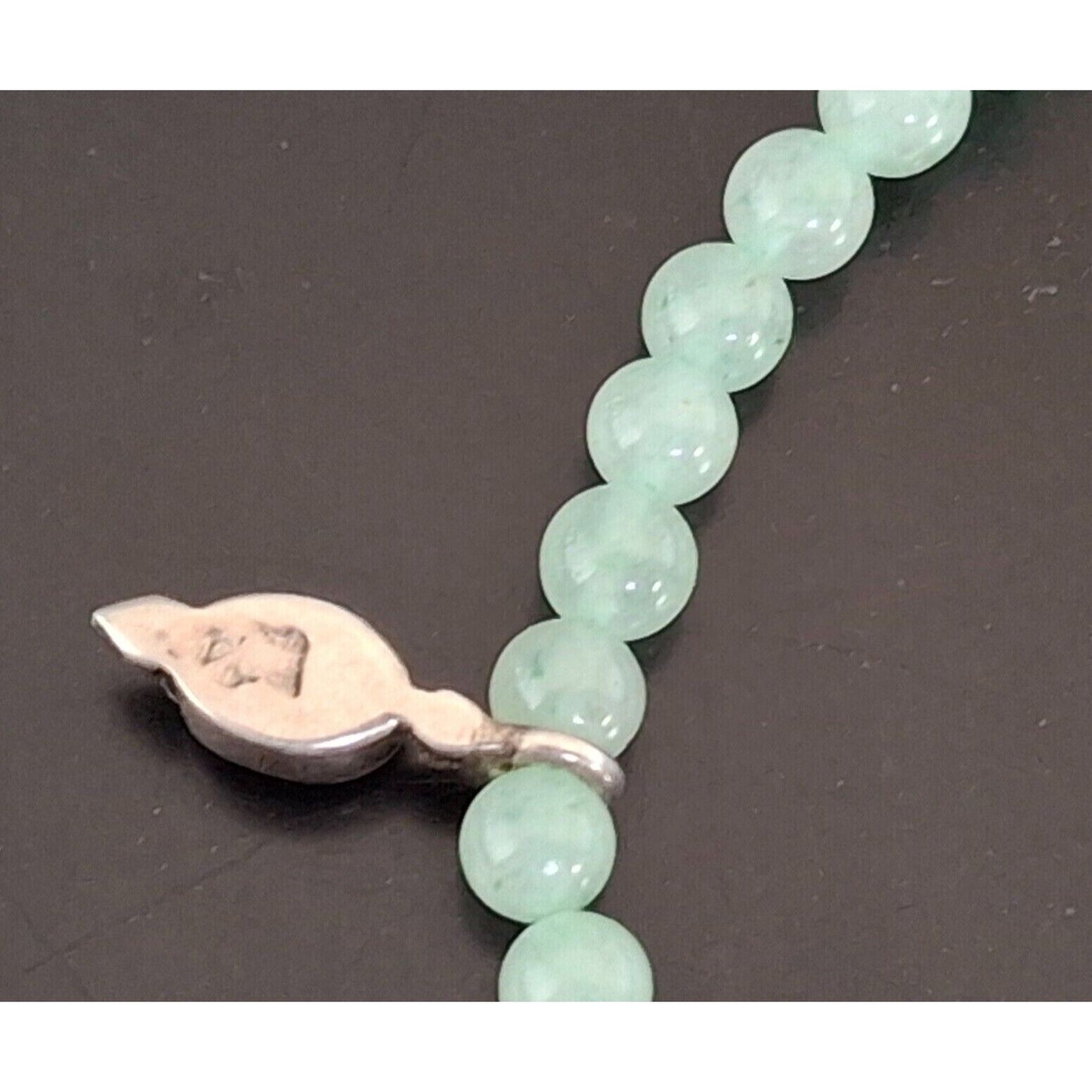 925 STERLING SILVER GREEN JADE BEADED CHARM  BRACELET SKY