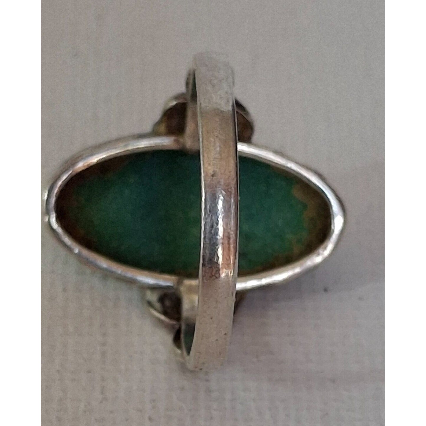 925 STERLING SILVER AND GREEN TURQUOISE  RING SIZE 6.5 SKY