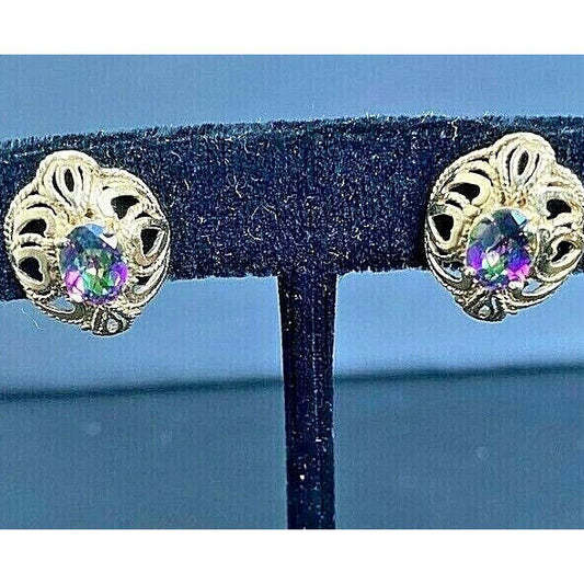 YELLOW GOLD & MYSTIC TOPAZ  EARRINGS SKY