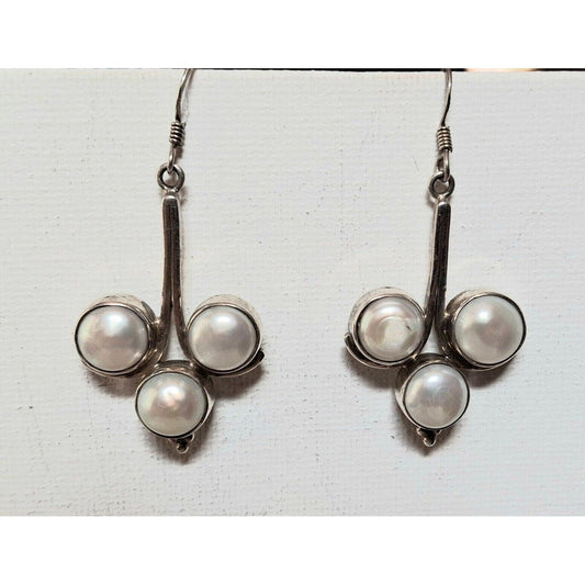 925 STERLING SILVER AND PEARLS  EARRINGS SKY