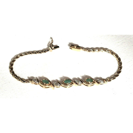 925 STERLING SILVER  EMERALD  AND DIAMOND  BRACELET SKY