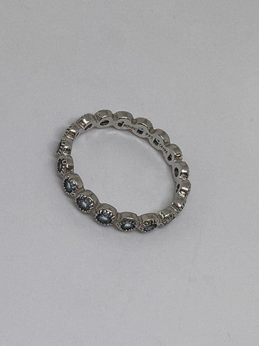 925 Sterling Silver Topaz Band Ring Size 8