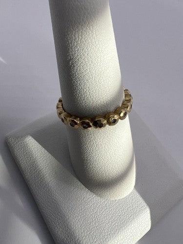925 Sterling Silver Gold Plated CZ Ring Size 7.5
