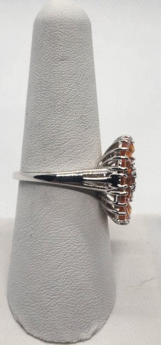 925 Sterling Silver CZ Orange Ring Size 8