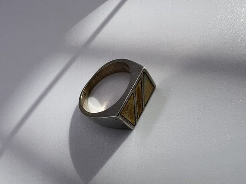 925 Sterling Silver Agate Ring Size 8