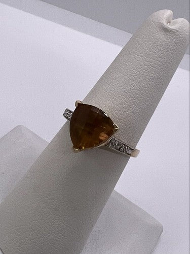 925 Sterling Silver Gold Plated CZ Ring Size 6.5