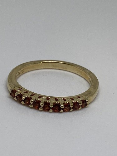 925 Sterling Silver Gold Plated Amethyst Ring Size 7.75