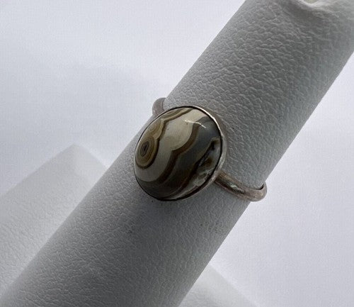 925 Sterling Silver & Agate Ring Size 4