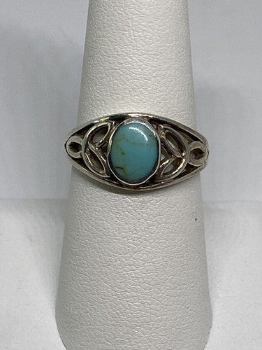 925 Sterling Silver Ring With Turquoise Size 7.75