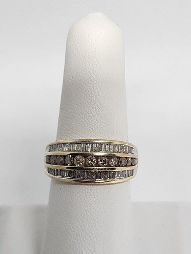 14K Yellow Gold Hessonite & Goshenite Ring Size 6