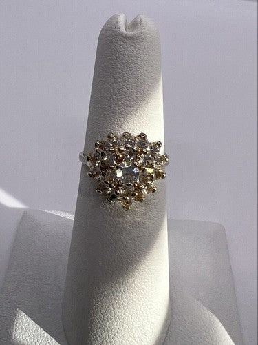 925 Sterling Silver with Gilding CZ Ring Size 5.5