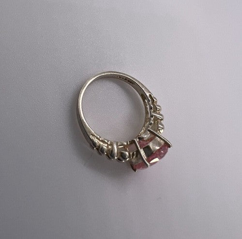 925 Sterling Silver Pink CZ Ring Size 4.5