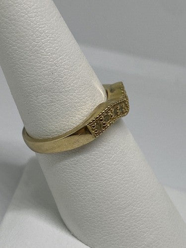 925 Sterling Silver Gold Plated CZ Ring Size 6.75