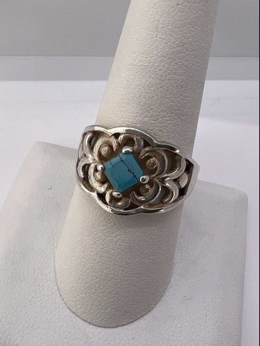 925 Sterling Silver Turquoise Ring Size 8.5