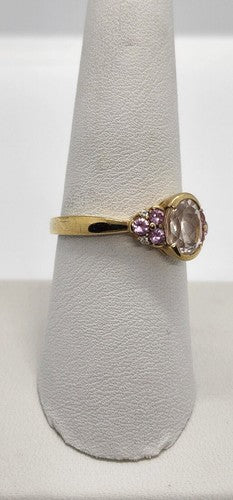 925 Sterling Silver Quartz & Topaz Ring Size 7.5