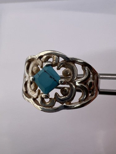 925 Sterling Silver Turquoise Ring Size 8.5