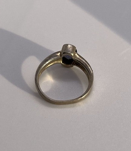 925 Sterling Silver Sapphire & Marcasite Ring Size 6.5