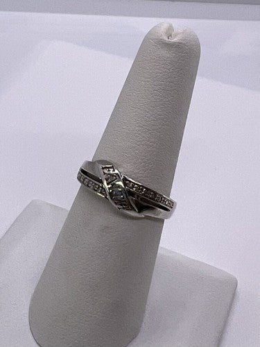 Vintage 925 Sterling Silver Colorless Sapphire Ring Size 7