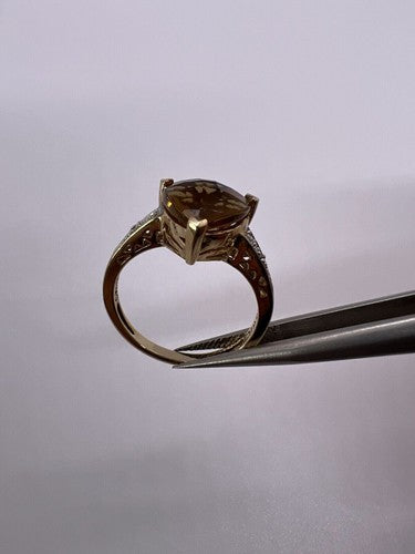 925 Sterling Silver Gold Plated CZ Ring Size 6.5