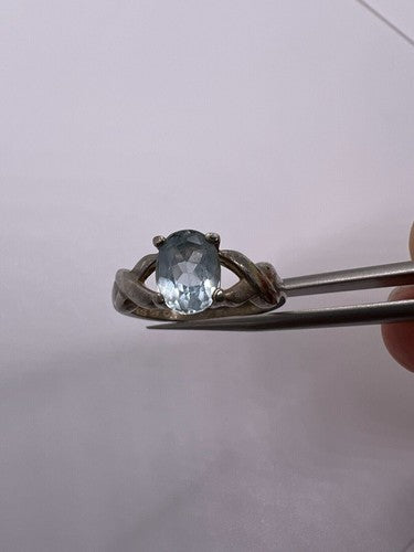 925 Sterling Silver Topaz Ring Size 6.5