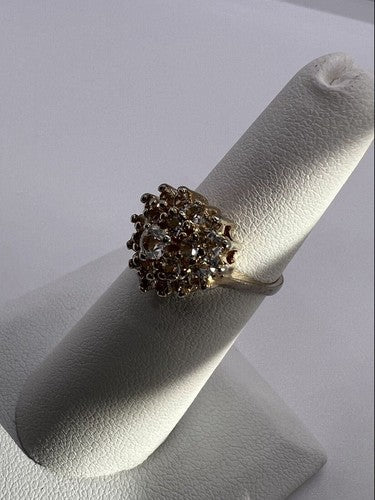 925 Sterling Silver with Gilding CZ Ring Size 5.5