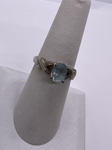 925 Sterling Silver Topaz Ring Size 6.5