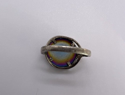 925 Sterling Silver Enamel & CZ Ring Size 5