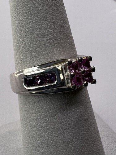925 Sterling Silver Pink CZ Ring Size 6