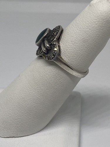 925 Sterling Silver Malachite Ring Size 5