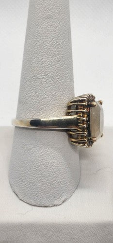 925 Sterling Silver With Quartz & Helidor Ring Size 9.5