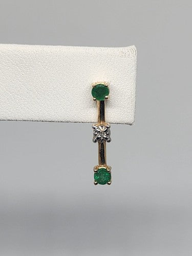 10K YELLOW GOLD EMERALD & DIAMOND EARRINGS & NECKLACE  SET