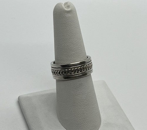 925 Sterling Silver & Spinner Geo Art Ring Size 7