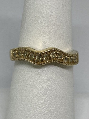925 Sterling Silver Gold Plated CZ Ring Size 6.75