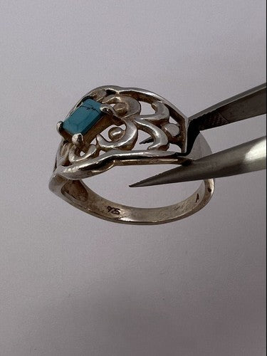 925 Sterling Silver Turquoise Ring Size 8.5