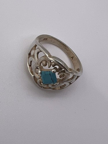 925 Sterling Silver Turquoise Ring Size 8.5